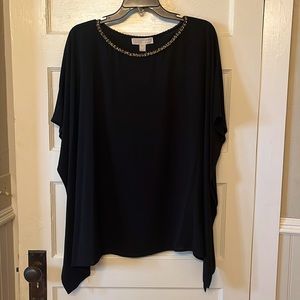 Michael Kors Lightweight Poncho Top With Gold Detail